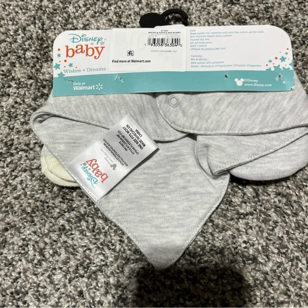 Mickey Mouse Infant Bib, Socks and Mittens Set, 3-Piece, Snap Bib Closure